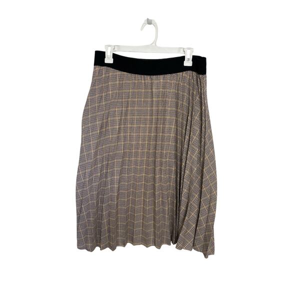 VTG Women’s Pleated Plaid Midi Skirt Size Large Dark Academia Wear to Work Twee - Picture 1 of 5